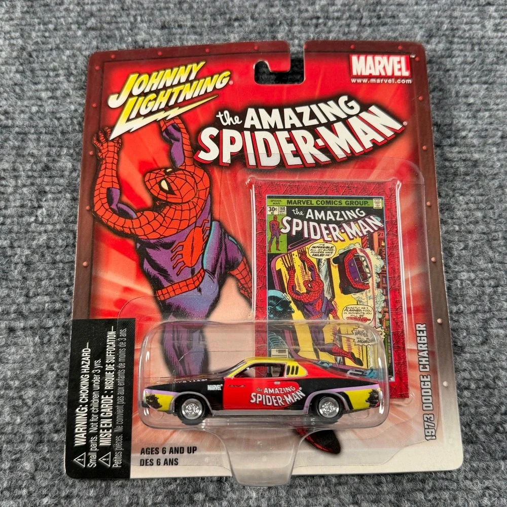 Johnny Lightning Marvel Diecast 1973 Dodge Charger Spider-Man Black Red 2004 Car